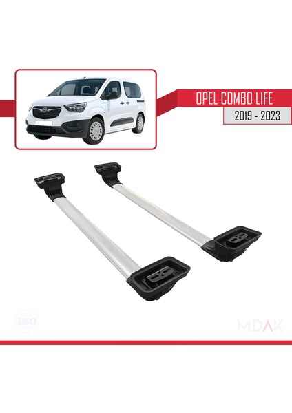 Opel Combo Life 2019-2023 Arası ile Uyumlu Ace-3 Ara Atkı Tavan Barı Gri 2 Adet