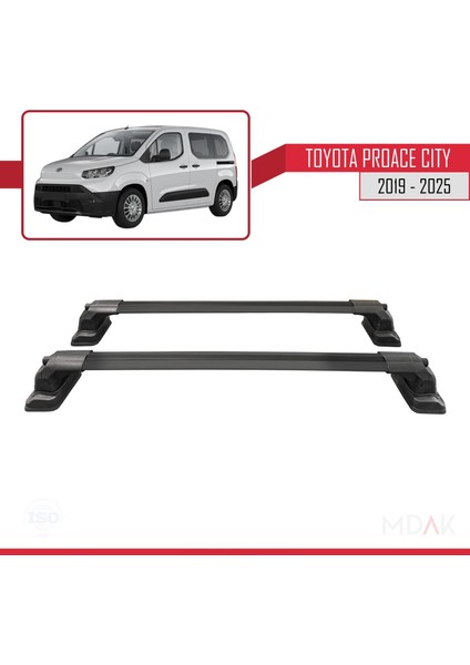 Toyota Proace City 2019-2025 Arası ile Uyumlu Ace-3 Ara Atkı Tavan Barı Siyah 2 Adet fırsatları