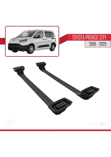 Toyota Proace City 2019-2025 Arası ile Uyumlu Ace-3 Ara Atkı Tavan Barı Siyah 2 Adet indirimleri