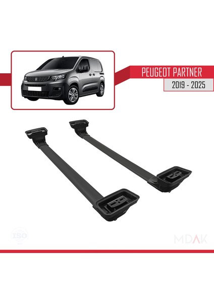 Peugeot Partner 2019-2025 Arası ile Uyumlu Ace-3 Ara Atkı Tavan Barı Siyah 2 Adet indirimleri