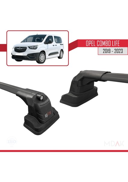 Opel Combo Life 2019-2023 Arası ile Uyumlu Ace-3 Ara Atkı Tavan Barı Siyah 2 Adet
