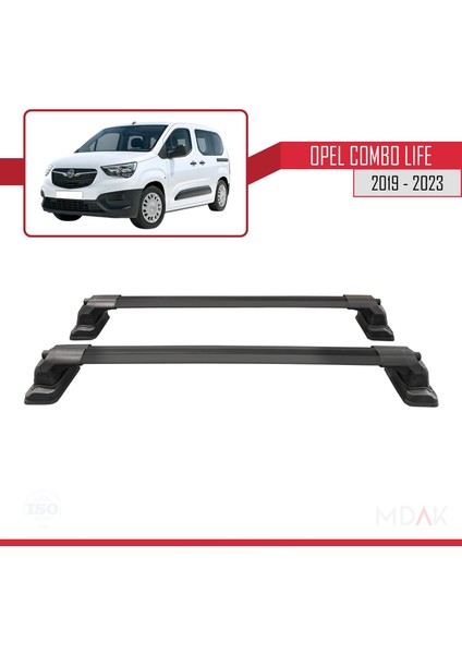 Opel Combo Life 2019-2023 Arası ile Uyumlu Ace-3 Ara Atkı Tavan Barı Siyah 2 Adet