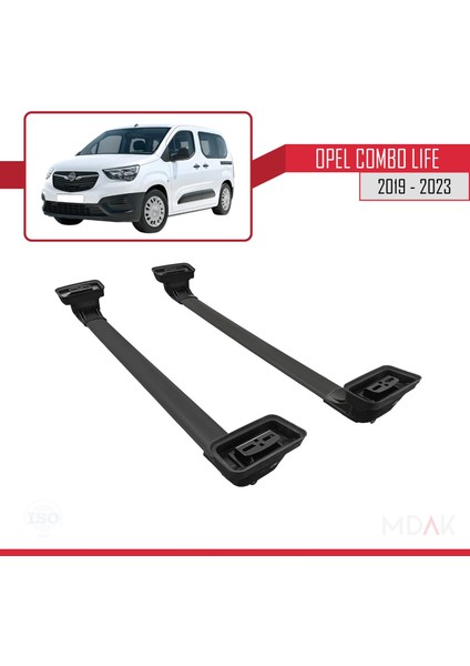 Opel Combo Life 2019-2023 Arası ile Uyumlu Ace-3 Ara Atkı Tavan Barı Siyah 2 Adet