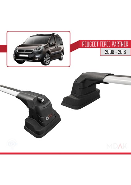 Peugeot Partner Tepee 2008-2018 Arası ile Uyumlu Ace-3 Ara Atkı Tavan Barı Gri 2 Adet modelleri