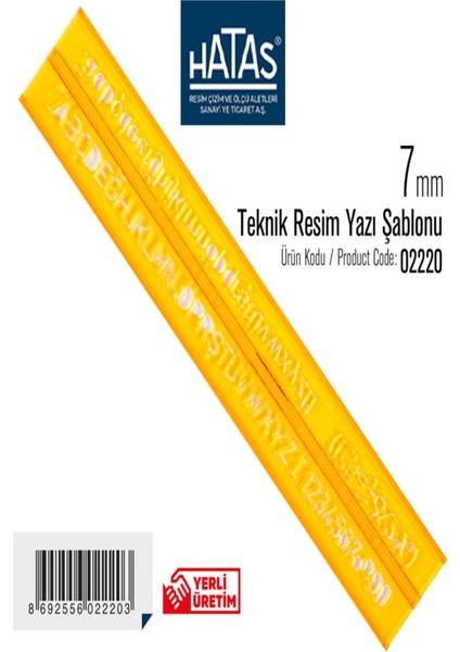 Hatas Şablon Teknik Resim Yazi 7 mm 02220