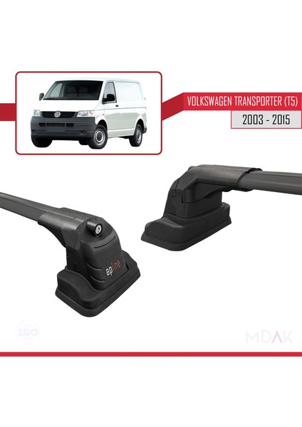Volkswagen Transporter (T5) 2003-2015 Arası ile Uyumlu Ace-3 Ara Atkı Tavan Barı Siyah 2 Adet