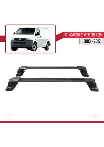 Volkswagen Transporter (T5) 2003-2015 Arası ile Uyumlu Ace-3 Ara Atkı Tavan Barı Siyah 2 Adet