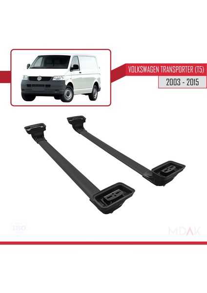 Volkswagen Transporter (T5) 2003-2015 Arası ile Uyumlu Ace-3 Ara Atkı Tavan Barı Siyah 2 Adet