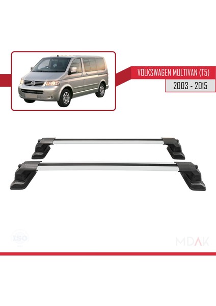 Volkswagen Multivan (T5) 2003-2015 Arası ile Uyumlu Ace-3 Ara Atkı Tavan Barı Gri 2 Adet
