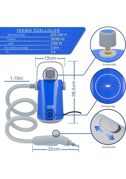 1000W Buharlı Temizleyici, 300 ml Tank, 10 Başlıklı El Tipi Temizlik Cihazı fırsatları
