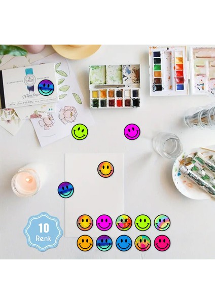 Renkli Neon Sticker 100 Adet