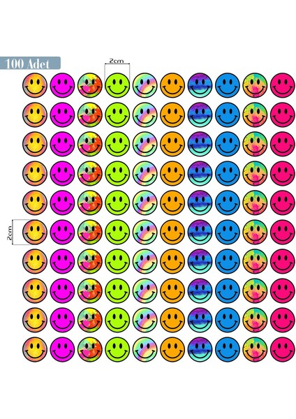 Renkli Neon Sticker 100 Adet