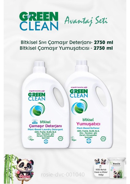 Bitkisel Sıvı Çamaşır Deterjanı 2.75 Kg, Çamaşır Yumuşatıcısı 2.75 kg ve Rosıe
