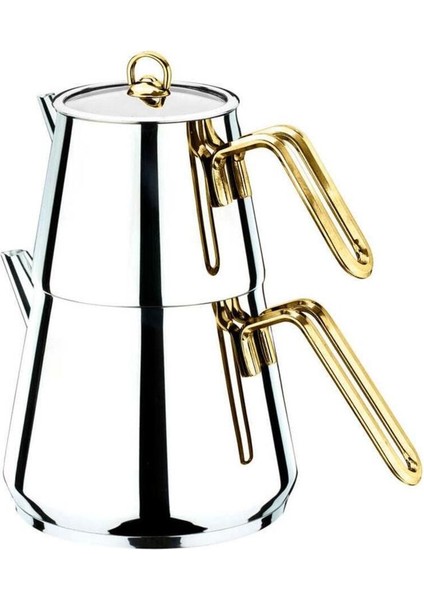 Piramit Metal Kulp Orta Boy Çaydanlık