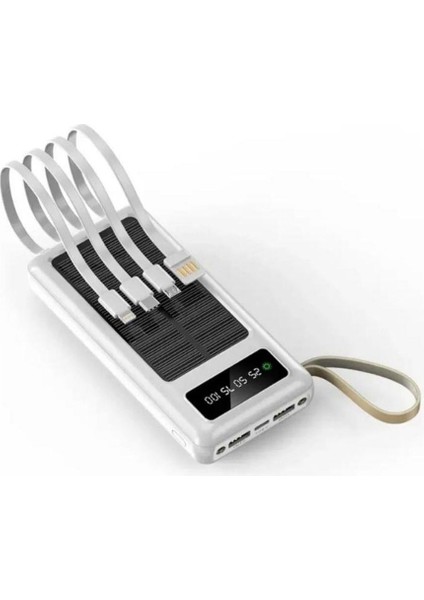 10.000mAh Dijital Göstergeli Taşınabilir 22.5W Hızlı Şarjlı Dahili Kablolu Solar Panelli Powerbank Kamp Uyumlu Asma Aparatlı Powerbank fiyatları