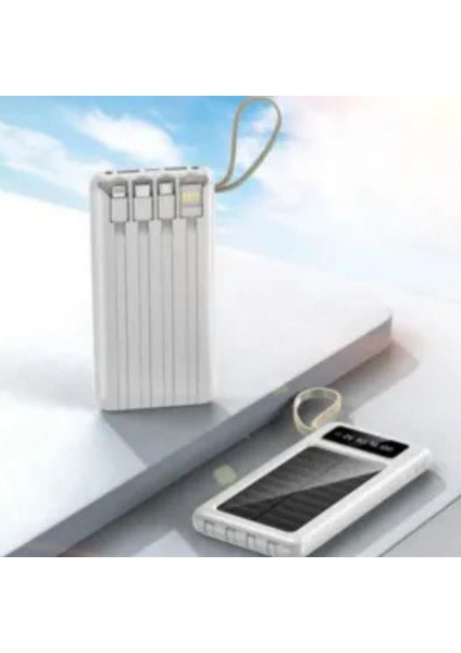 10.000mAh Dijital Göstergeli Taşınabilir 22.5W Hızlı Şarjlı Dahili Kablolu Solar Panelli Powerbank Kamp Uyumlu Asma Aparatlı Powerbank modelleri