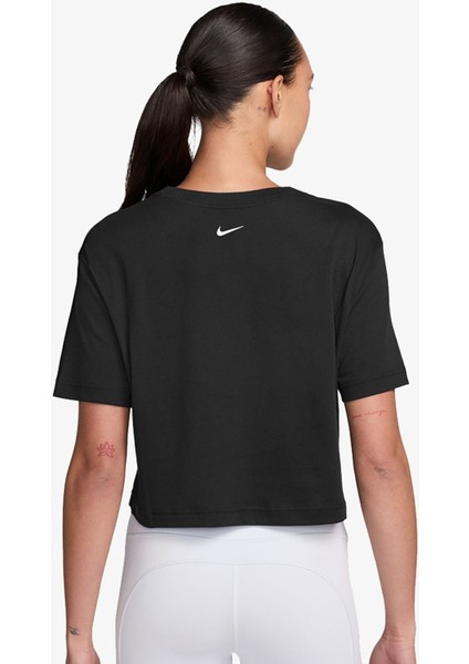 Pro Dri Fiit Women's Crop Loose Fit T-Shirt Kadın Bol Kesim Kısa Koşu Antrenman Tişörtü Siyah fiyatları