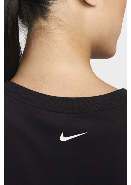 Pro Dri Fiit Women's Crop Loose Fit T-Shirt Kadın Bol Kesim Kısa Koşu Antrenman Tişörtü Siyah fırsatları