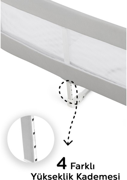 150X42 cm Katlanır Bebek Yatak Bariyeri - Koruyucu Baza Korkuluğu Koruma Güvenlik Bariyeri Gri indirimleri