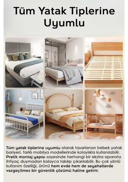 180X65 cm Katlanır Bebek Yatak Bariyeri - Mega Boy Koruma Bariyeri Koruyucu Baza Korkuluğu Gri indirimleri