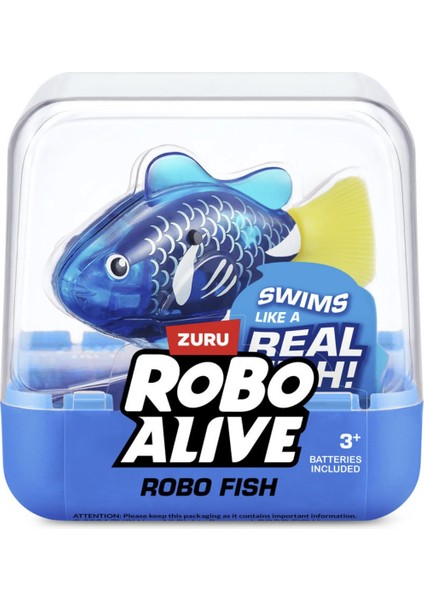 1.8 Metre Derine Dalan Suda Renk Değiştiren Yüzen Pilli Robo Alive Balık - 6.8 cm - 1 Adet - Mavi