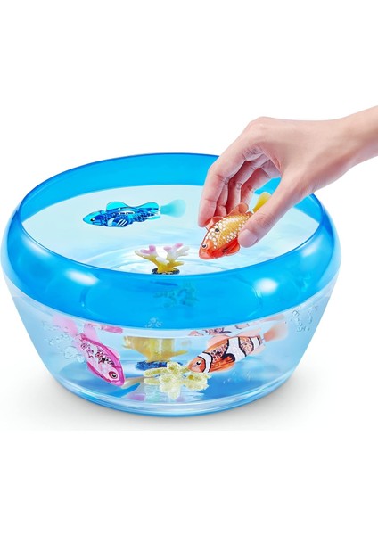 1.8 Metre Derine Dalan Suda Renk Değiştiren Yüzen Pilli Robo Alive Balık - 6.8 cm - 1 Adet - Mavi
