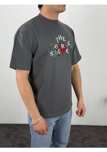 Gül Sırt Baskılı Oversize T-Shirt fiyatları