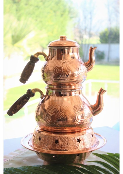 El Dövmesiyle Güzel Bakır Çaydanlık Takımı, Nihale Detaylı, Şık ve Zarif Tasarım fiyatları