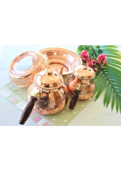 El Dövmesiyle Güzel Bakır Çaydanlık Takımı, Nihale Detaylı, Şık ve Zarif Tasarım indirimleri