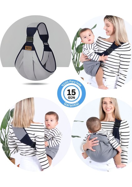 Taş Gri Ergonomik Bebek Taşıma Çantası Bebek Taşıyıcı Sling Puset Ana Kucağı Kanguru Hafif Pratik