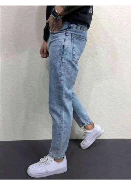 Erkek Boyfriend Fit Denim Jean Kot Pantolon