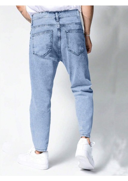 Erkek Boyfriend Fit Denim Jean Kot Pantolon