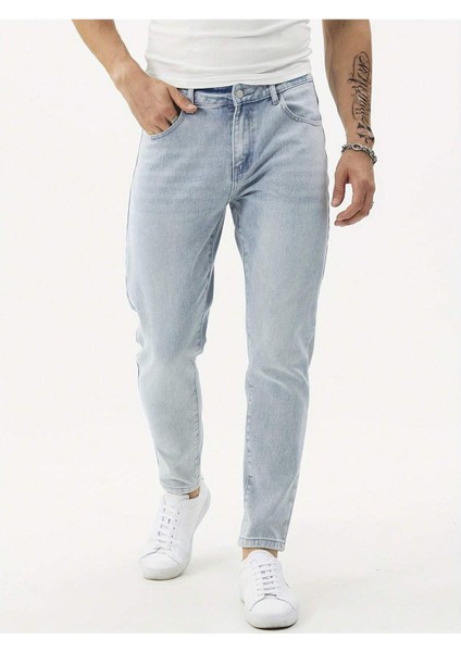 Erkek Boyfriend Fit Denim Jean Kot Pantolon