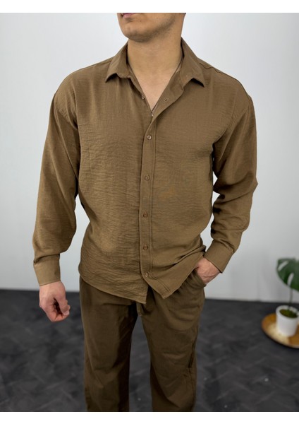 Oversize Soft Keten Erkek Gömlek
