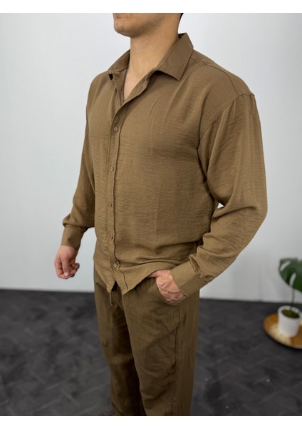 Oversize Soft Keten Erkek Gömlek