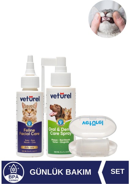 Kedi Ağız Bakımı Kedi Aknesi Siyah Nokta Kedi Diş Fırçası Plak Tartar Silikon Fırça Pratik Set