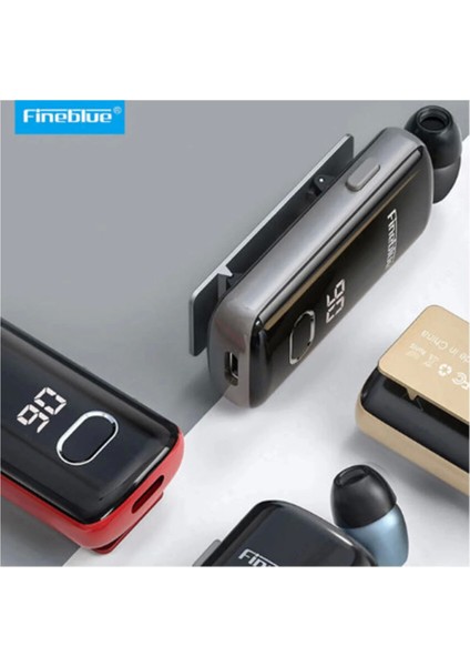 F580 Dijital Göstergeli Makaralı Titreşimli Bluetooth Kulaklık Gold