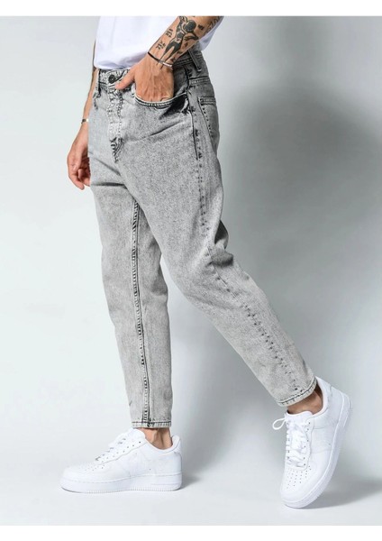 Erkek Boyfriend Fit Denim Jean Kot Pantolon