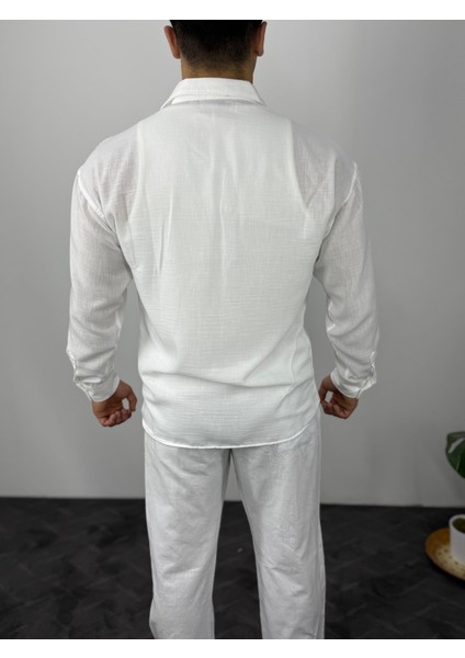 Oversize Soft Keten Erkek Gömlek