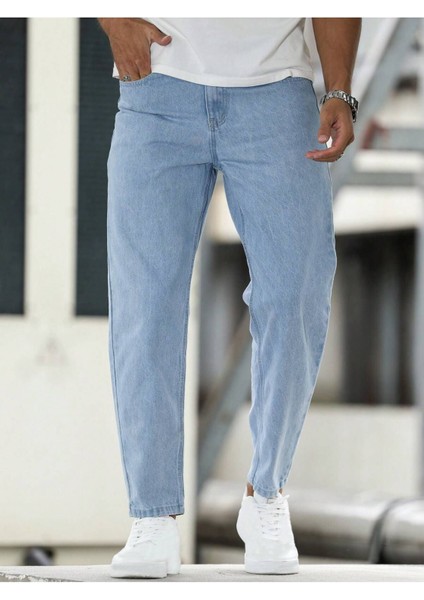 Erkek Boyfriend Fit Denim Jean Kot Pantolon
