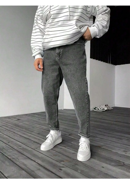 Erkek Boyfriend Fit Denim Jean Kot Pantolon