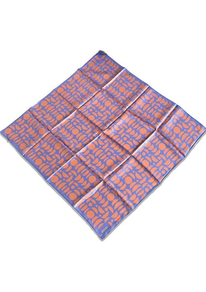Lila Somon Geometrik Desen Tivil Ipek Eşarp 9174-03