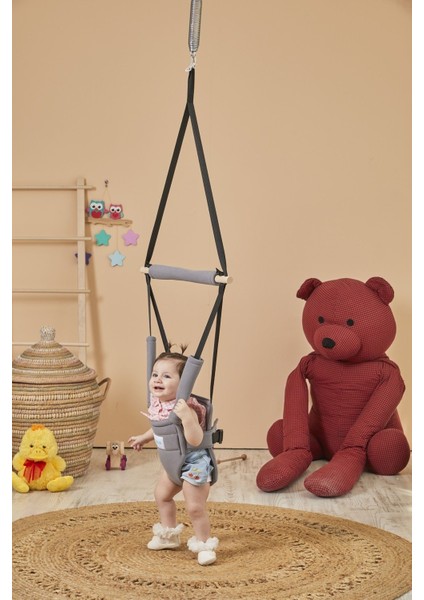 Hoppala Zıpzıp, Yüz Korumalı, Kanguru, Yaylı Denge Bebek Yürüteci Doğal Ahşap Gri modelleri