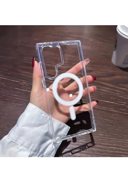 Samsung Galaxy S25 Ultra Kamera Çıkıntılı Magsafe Wireless Şarj Özellikli Orta Sertlik Şeffaf Kılıf