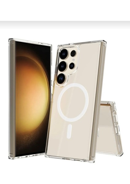 Samsung Galaxy S25 Ultra Kamera Çıkıntılı Magsafe Wireless Şarj Özellikli Orta Sertlik Şeffaf Kılıf modelleri