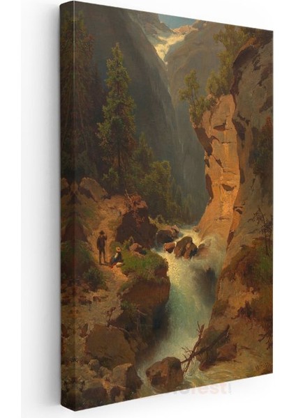 Albert Bierstadt - Dağlık Manzara ve Şelale Kanvas Tablo modelleri
