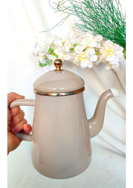 Bej Emaye İbrik 950 ml, Bitki ve Kahve Demliği, Şık ve Dayanıklı Tasarım fiyatları