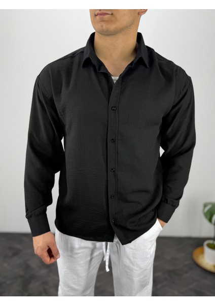 Oversize Soft Keten Erkek Gömlek