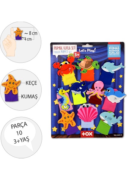 Deniz Canlıları 10 Parça Parmak Kukla Set T221