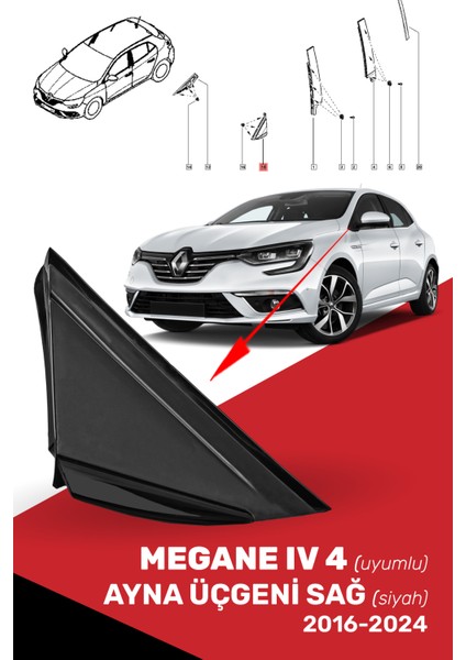 Megane Iv 4 Ayna Üçgen Sağ Siyah, 638744983R